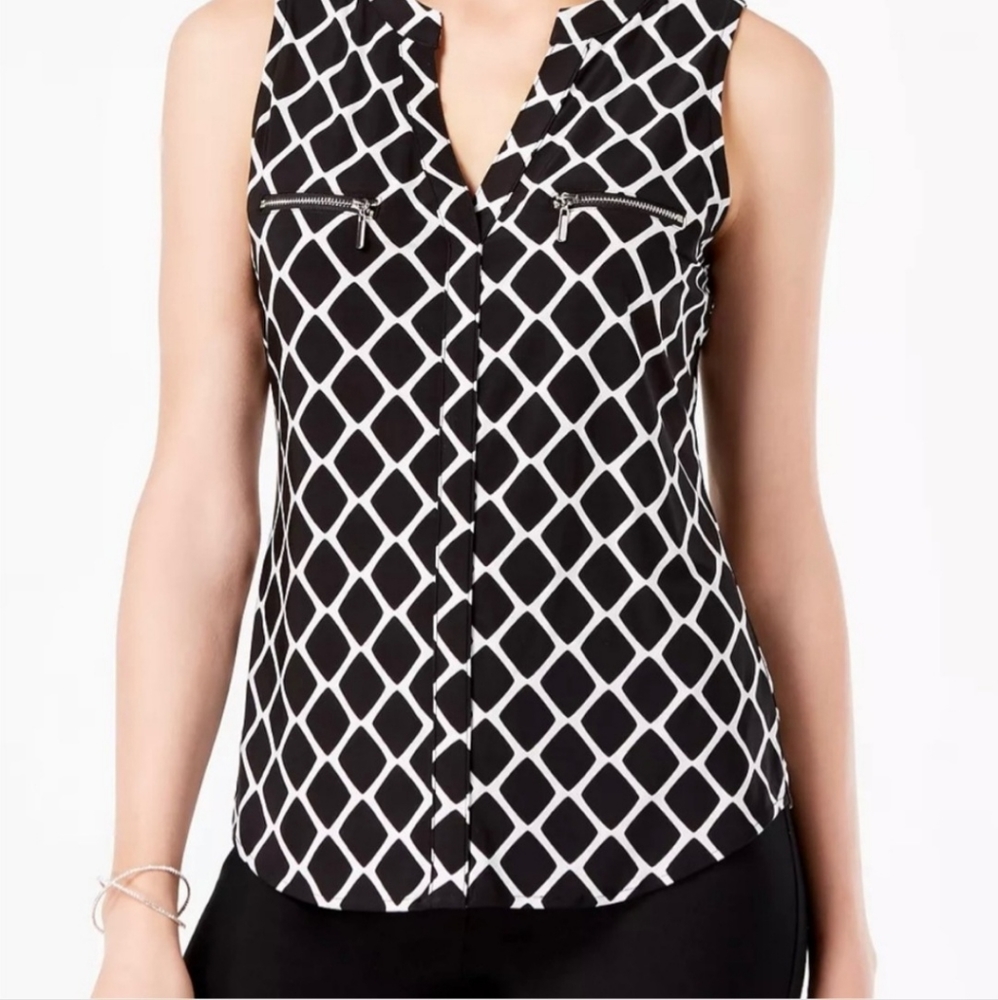 INC sleeveless geometric triangle print tank top